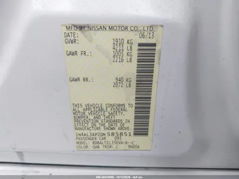 2013 Nissan Altima 2.5 Sv VIN 1N4AL3AP2DN585851 фото 10