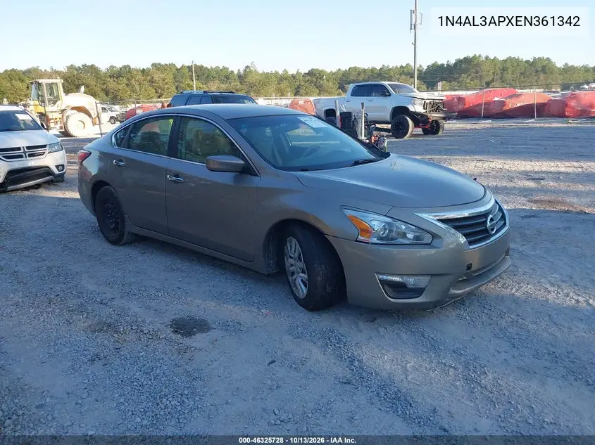 2014 Nissan Altima 2.5 S VIN 1N4AL3APXEN361342 фото 1