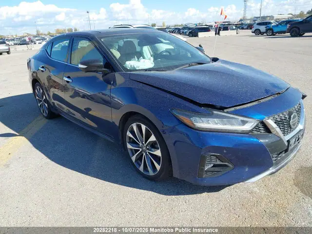 1N4AA6AV4KC376920 — 2019 Nissan Maxima 3.5 Platinum, Передняя часть слева (Left Front), фото до ремонта