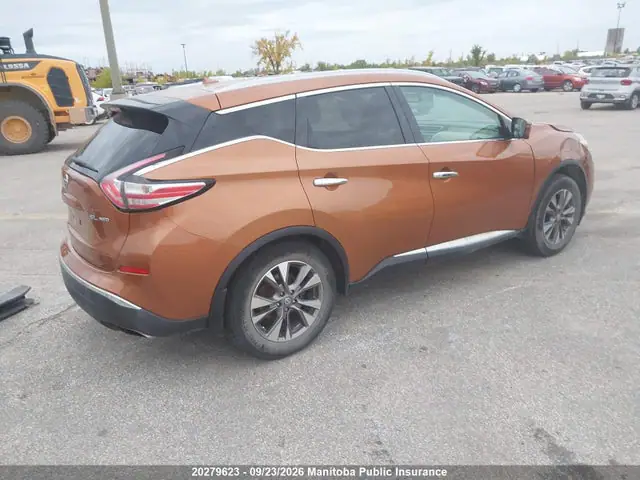 5N1AZ2MH6FN288605 — 2015 Nissan Murano SL, фото 4 с аукциона IAAI 29.09.2026, Передняя часть слева