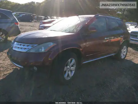 2007 Nissan Murano Sl VIN JN8AZ08WX7W663543 фото 2