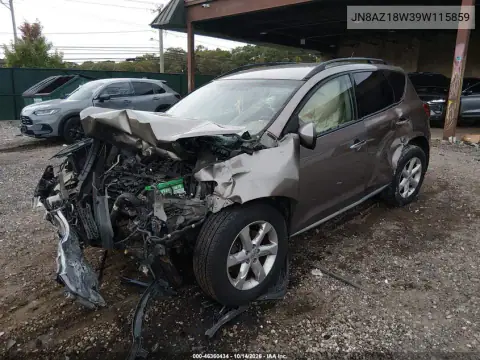 JN8AZ18W39W115859 — 2009 Nissan Murano, фото 2 с аукциона IAAI, Биологическая или химическая опасность