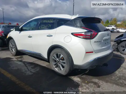 5N1AZ2MH0FN238654 — 2015 Nissan Murano, фото 4 с аукциона IAAI 20.10.2026, Передняя часть