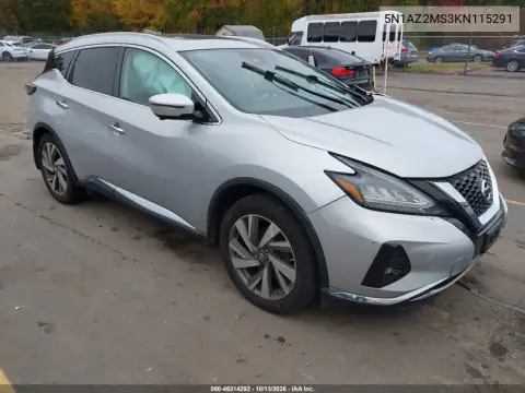 5N1AZ2MS3KN115291 — 2019 Nissan Murano, Передняя часть справа, фото до ремонта