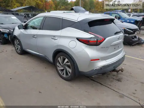 5N1AZ2MS3KN115291 — 2019 Nissan Murano, фото 3 с аукциона IAAI, Передняя часть справа