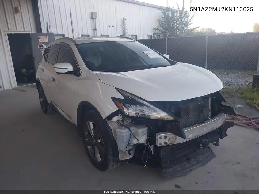 2019 Nissan Murano Platinum VIN 5N1AZ2MJ2KN110025 фото 2