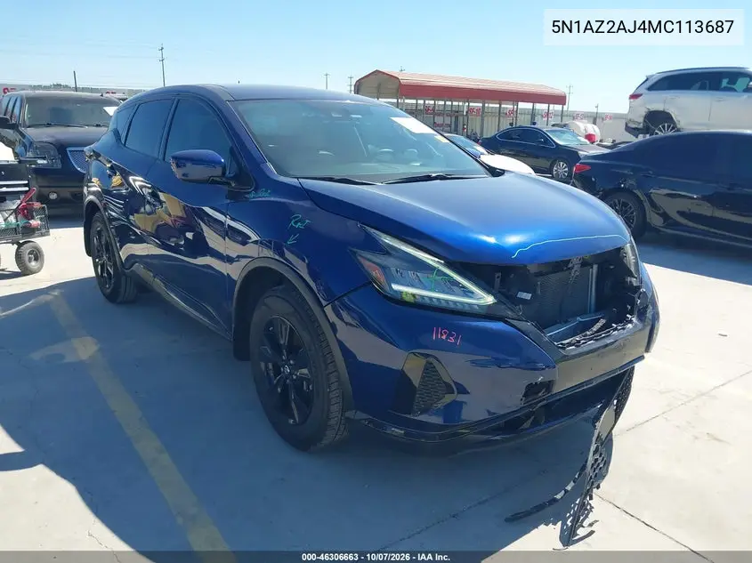 2021 Nissan Murano S Fwd VIN 5N1AZ2AJ4MC113687 фото 2