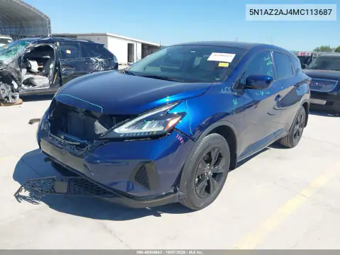2021 Nissan Murano S Fwd VIN 5N1AZ2AJ4MC113687 фото 3