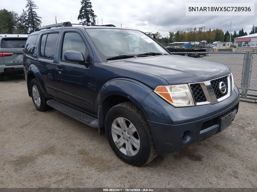 5N1AR18WX5C728936 — 2005 Nissan Pathfinder, фото 2 с аукциона IAAI 21.10.2026, Естественный износ