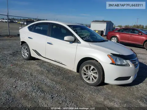 3N1AB7AP7FL663311 — 2015 Nissan Sentra, Сзади, фото до ремонта