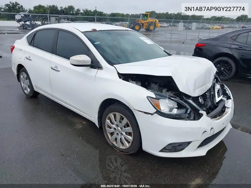 2016 Nissan Sentra Sv VIN 3N1AB7AP9GY227774 фото 1