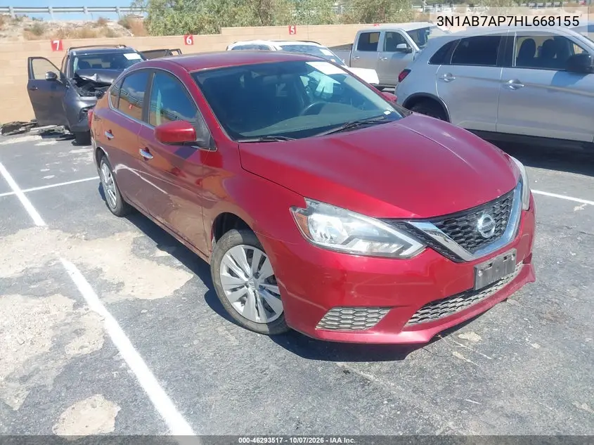 2017 Nissan Sentra Sv VIN 3N1AB7AP7HL668155 фото 2
