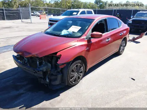 2017 Nissan Sentra Sv VIN 3N1AB7AP8HY261643 фото 3