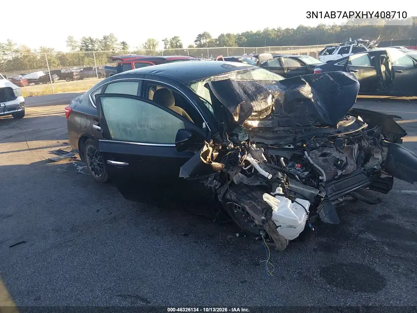 2017 Nissan Sentra S VIN 3N1AB7APXHY408710 фото 1