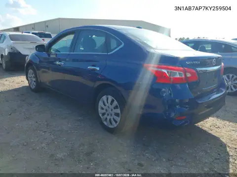 2019 Nissan Sentra Sv VIN 3N1AB7AP7KY259504 фото 3