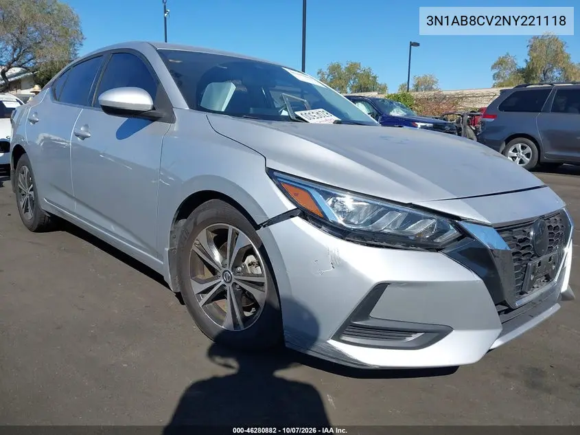 2022 Nissan Sentra Sv Xtronic Cvt VIN 3N1AB8CV2NY221118 фото 2