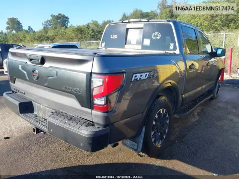 2021 Nissan Titan Pro-4X 4X4 VIN 1N6AA1ED8MN517474 фото 4