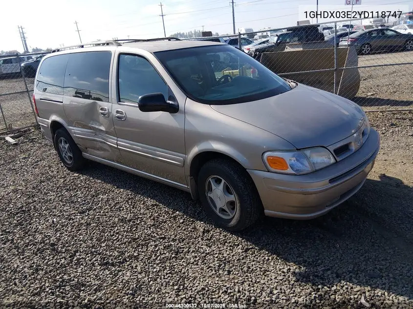 2000 Oldsmobile Silhouette Gls VIN 1GHDX03E2YD118747 фото 2