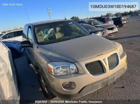 2008 Pontiac Montana Sv6 VIN 1GMDU03W18D194687 фото 2