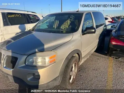 2008 Pontiac Montana Sv6 VIN 1GMDU03W18D194687 фото 3