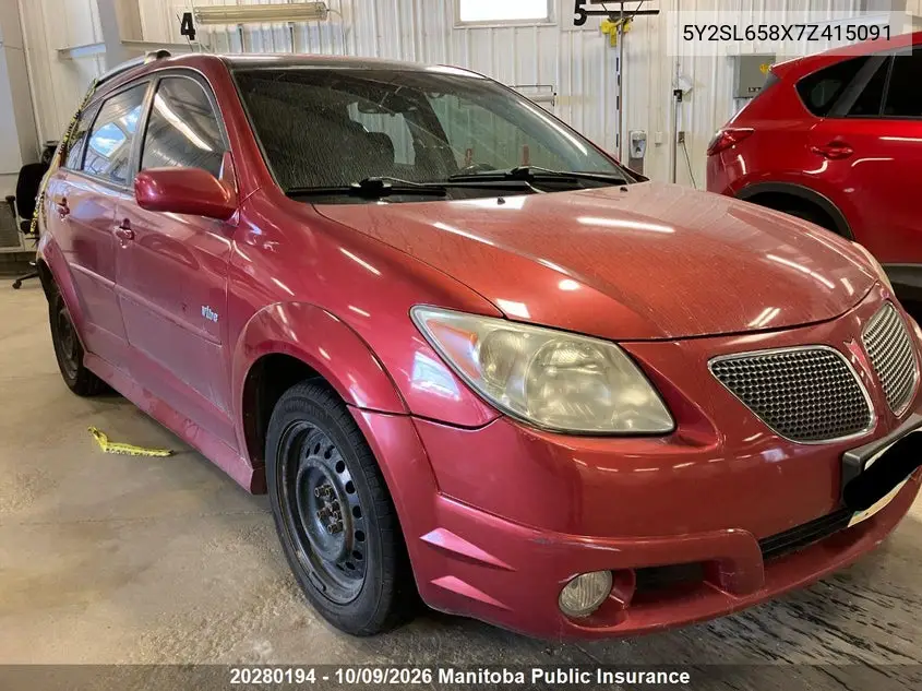 2007 Pontiac Vibe VIN 5Y2SL658X7Z415091 фото 1