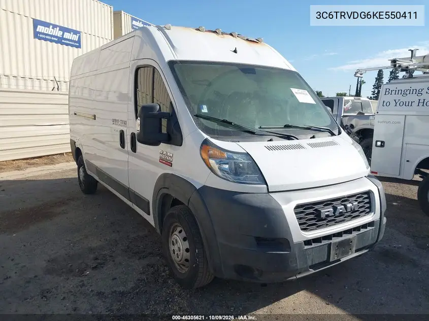 2019 Ram Promaster 2500 High Roof 159 Wb VIN 3C6TRVDG6KE550411 фото 1