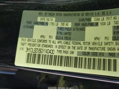 2016 Scion IA VIN 3MYDLBZV6GY140400 фото 9