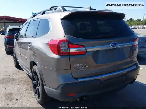 4S4WMAHD8M3400934 — 2021 Subaru Ascent, фото 3 с аукциона IAAI, Передний левый