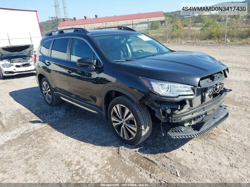 4S4WMAMD0N3417430 — 2022 Subaru Ascent, фото 2 с аукциона IAAI, Передний левый
