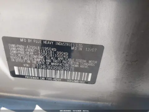 2008 Subaru Impreza Outback Sport VIN JF1GH63608H823878 фото 9