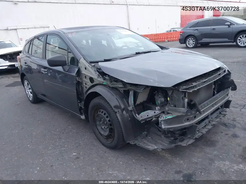 4S3GTAA69K3700728 — 2019 Subaru Impreza, фото 2 с аукциона IAAI, Передняя часть справа