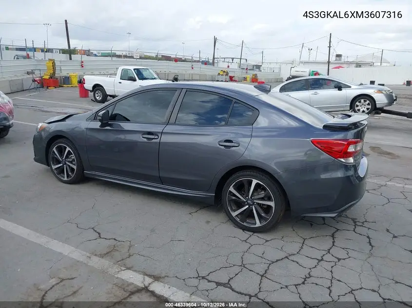 2021 Subaru Impreza Sport VIN 4S3GKAL6XM3607316 фото 4