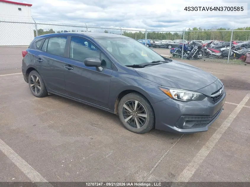 2022 Subaru Impreza Touring With Eyesight 5-Door VIN 4S3GTAV64N3700585 фото 2