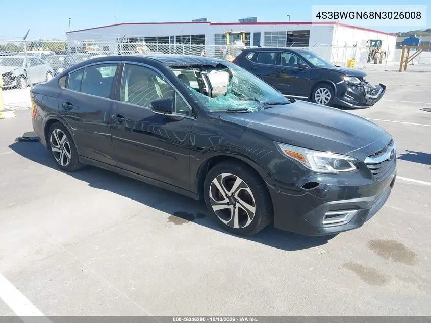 4S3BWGN68N3026008 — 2022 Subaru Legacy, фото 2 с аукциона IAAI, Передняя часть