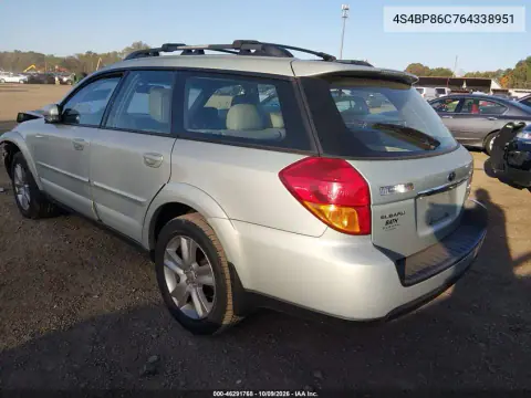 2006 Subaru Outback 3.0R L.l. Bean Edition VIN 4S4BP86C764338951 фото 4