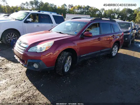 2013 Subaru Outback 2.5I Premium VIN 4S4BRBCC4D3238840 фото 3