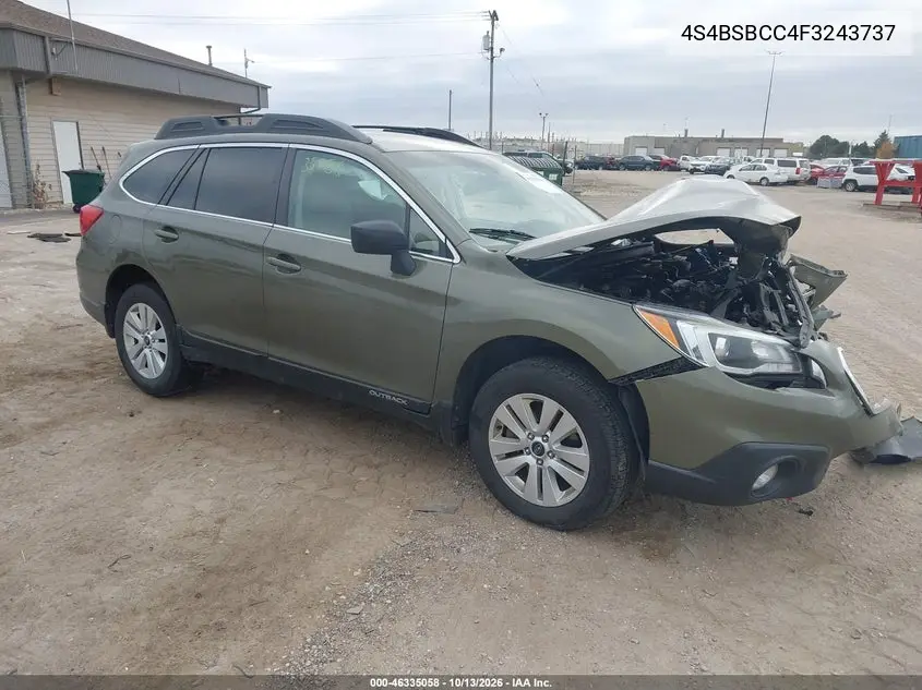 4S4BSBCC4F3243737 Subaru Outback 2015 — повреждение Передняя часть, фото до ремонта