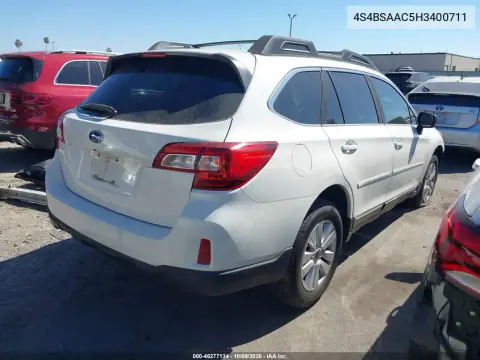 2017 Subaru Outback 2.5I VIN 4S4BSAAC5H3400711 фото 5