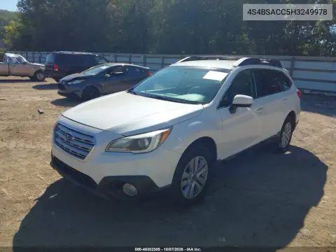 2017 Subaru Outback 2.5I Premium VIN 4S4BSACC5H3249978 фото 2