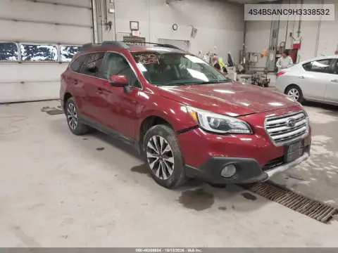 4S4BSANC9H3338532 — 2017 Subaru Outback, Передняя часть, фото до ремонта