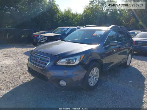 2017 Subaru Outback 2.5I Premium VIN 4S4BSACC8H3236951 фото 3