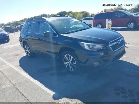4S4BSANC2K3364915 — 2019 Subaru Outback, Справа сзади, фото до ремонта