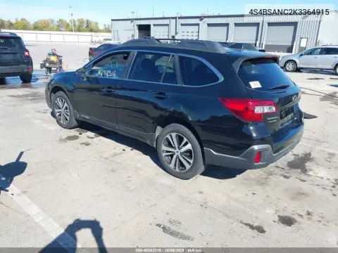 2019 Subaru Outback 2.5I Limited VIN 4S4BSANC2K3364915 фото 4