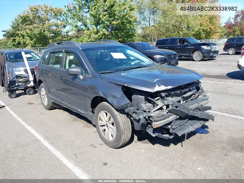 2019 Subaru Outback 2.5I VIN 4S4BSABC2K3338982 фото 1