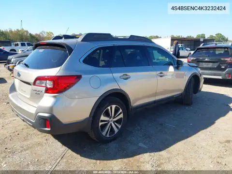 4S4BSENC4K3232424 — 2019 Subaru Outback, фото 5 с аукциона IAAI, Передняя часть