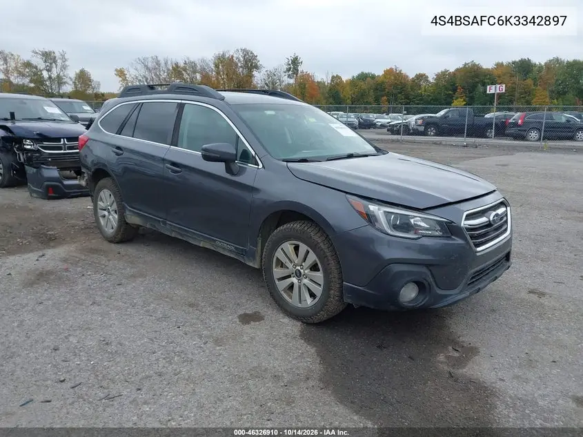 4S4BSAFC6K3342897 — 2019 Subaru Outback, фото 2 с аукциона IAAI, Задняя часть