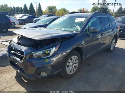4S4BSAFC1K3357226 — 2019 Subaru Outback, фото 3 с аукциона IAAI, Передняя часть
