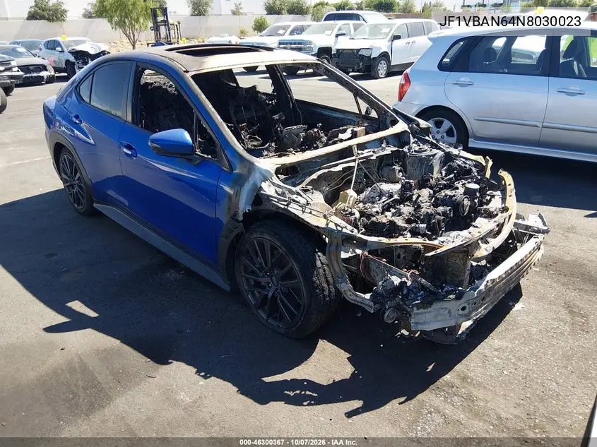 2022 Subaru Wrx Limited VIN JF1VBAN64N8030023 фото 1