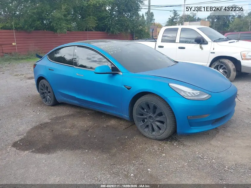 2019 Tesla Model 3 Long Range/Performance VIN 5YJ3E1EB2KF432236 фото 1