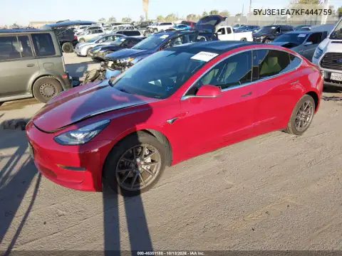 5YJ3E1EA7KF444759 — 2019 Tesla Model 3, фото 2 с аукциона IAAI, Задняя часть